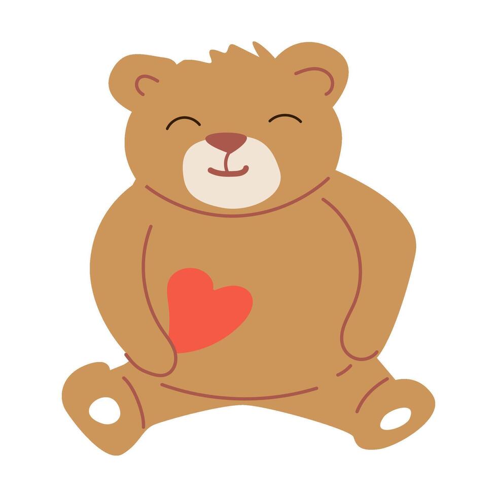 Cute teddy bear with heart design - adorable cartoon illustration for kids vector