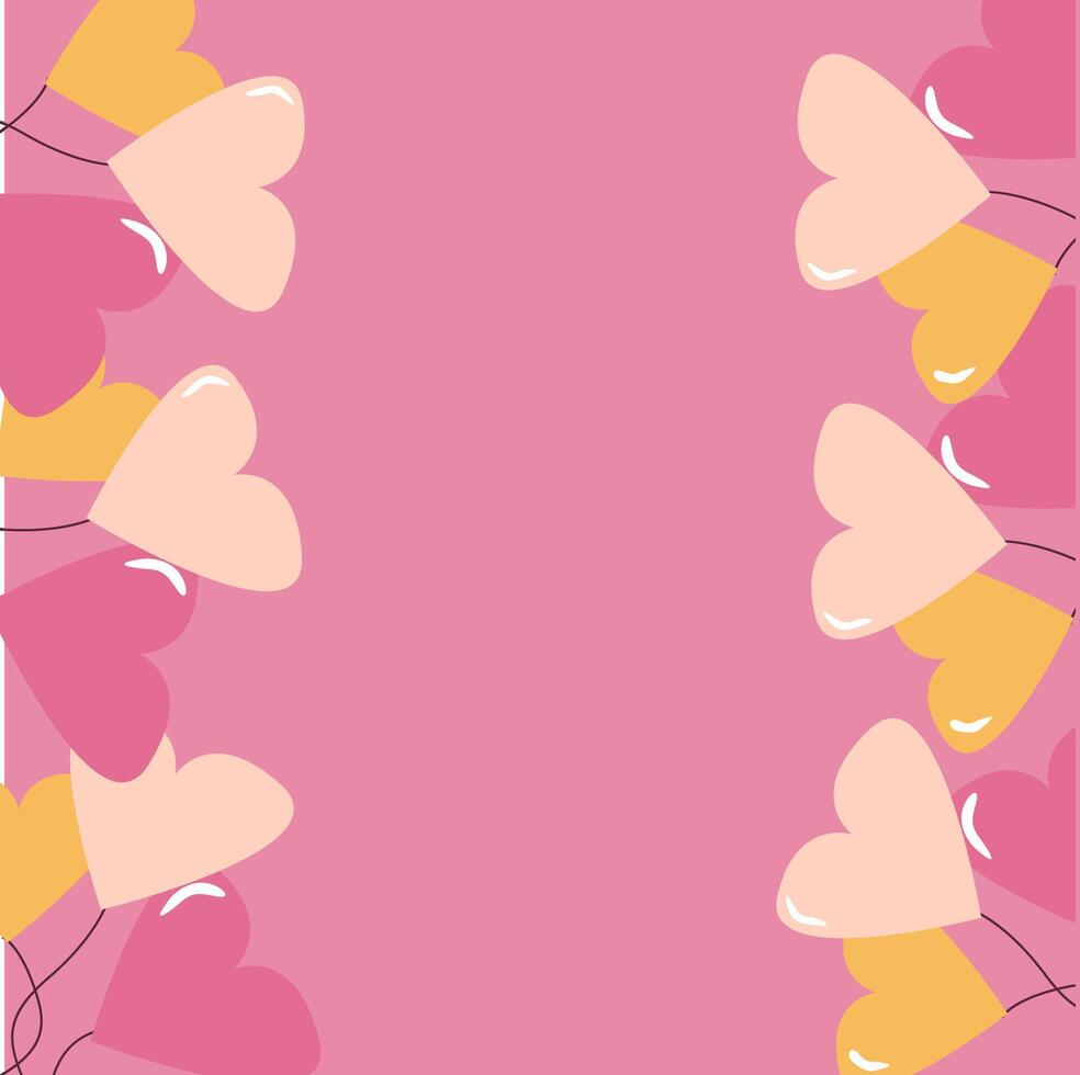 Colorful heart-shaped balloons on pink background for celebrations and decorations vector