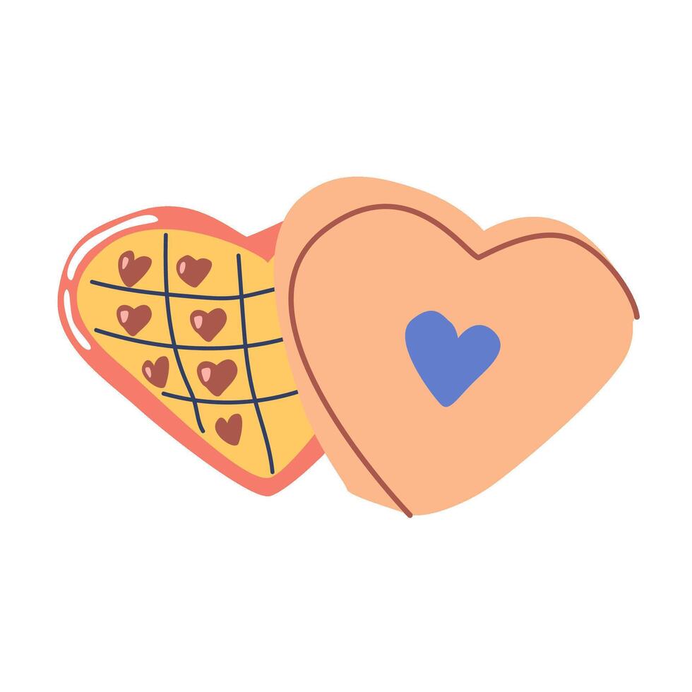 Cute heart shaped cookies with colorful decorations and playful patterns vector