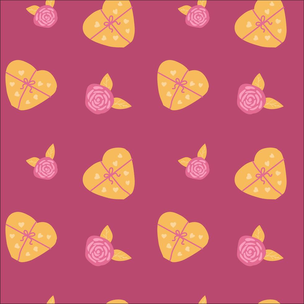 Charming heart and rose pattern for valentine's day and romantic celebrations vector
