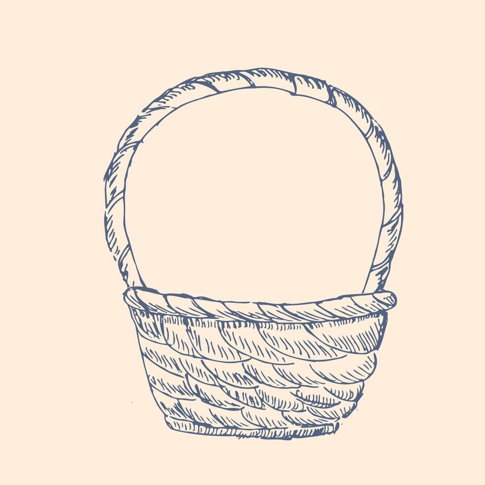 Happy easter graphic ink elements. Hand drawn outline sketch of bunny, eggs, chicken vector