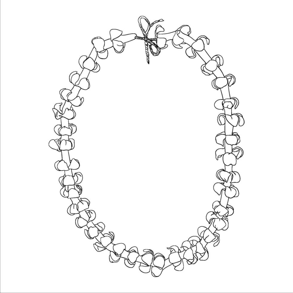 Hawaii Puakenikeni Lei flower lie t-shirt neckline drawing image vector