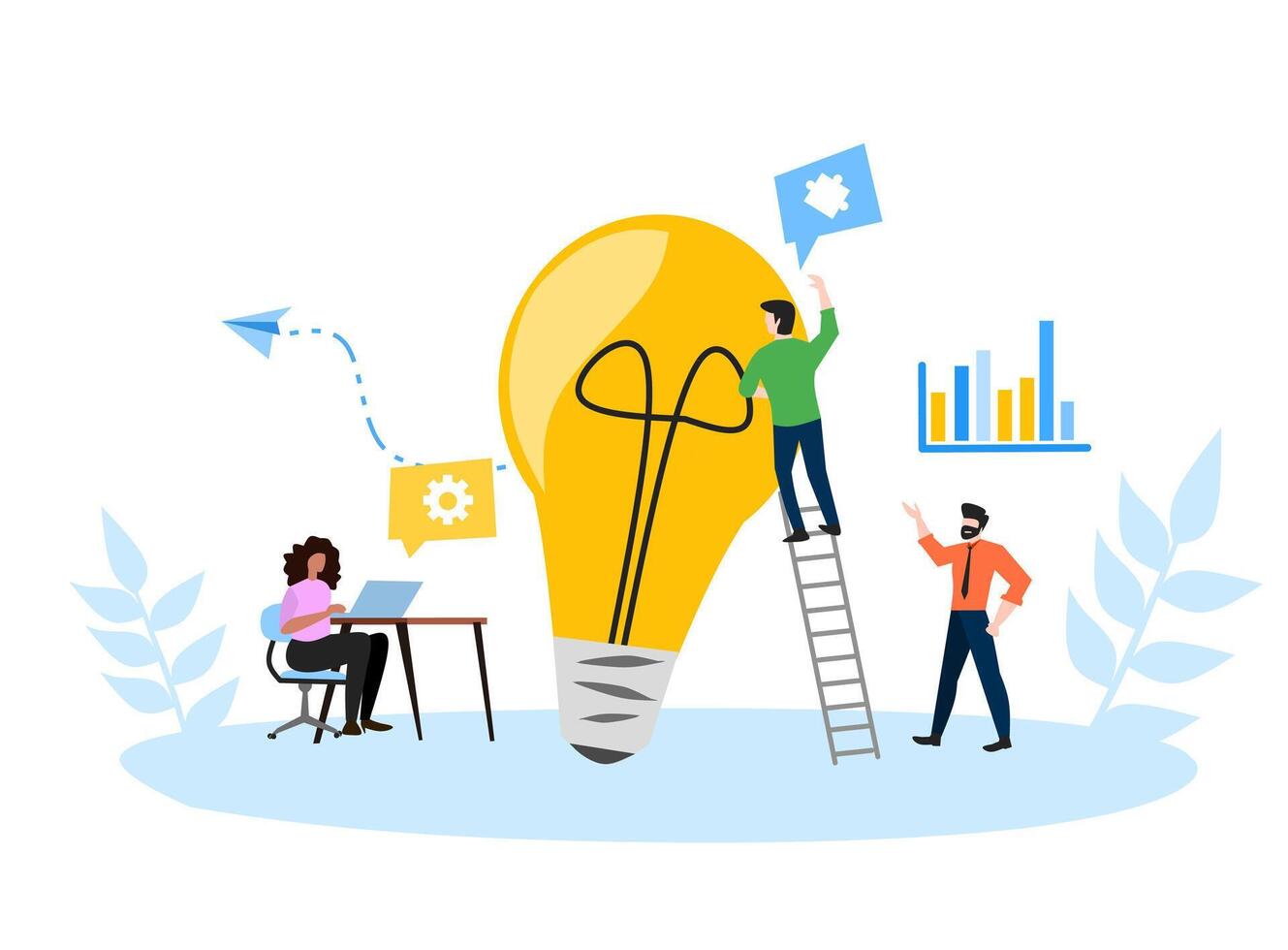 Idea of business people for work in office app design vector