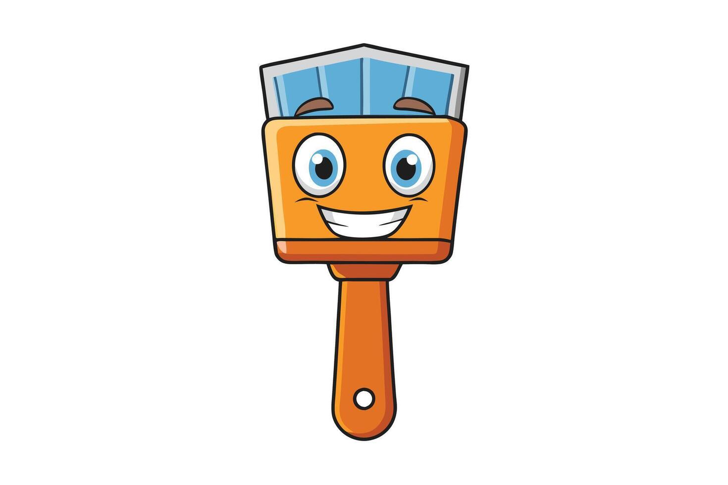 Bright illustration of a smiling paintbrush with expressive eyes, perfect for creative design and DIY concepts vector