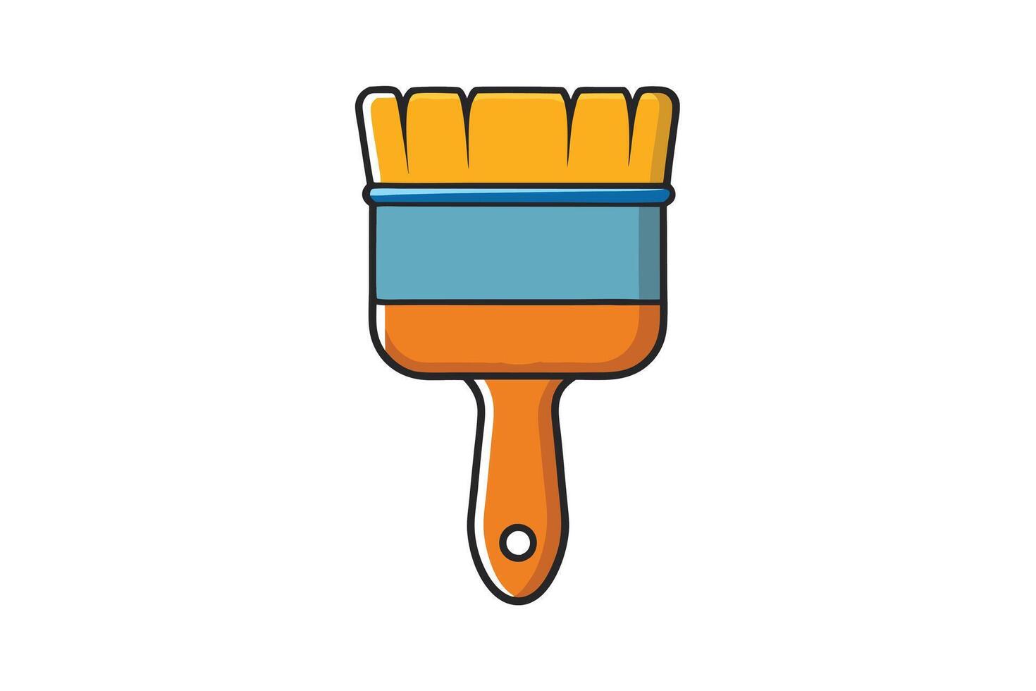 Cartoon paintbrush icon with bold colors, playful design, and clean lines, ideal for design tools and painting themes vector