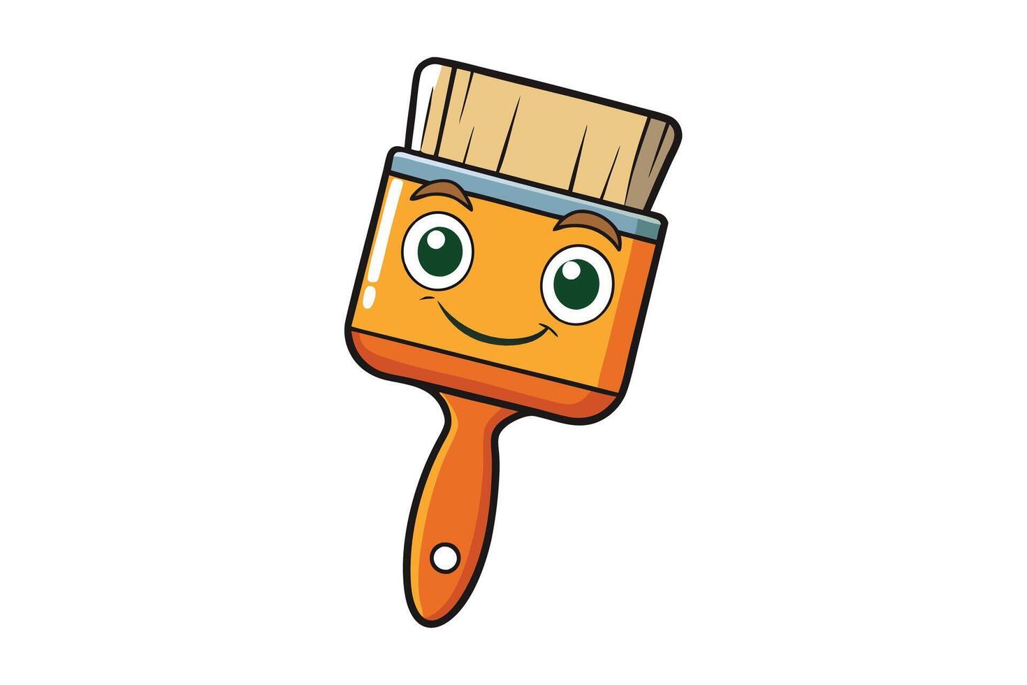 illustration of a cheerful cartoon paintbrush with a friendly face, symbolizing creativity, art, and DIY projects vector