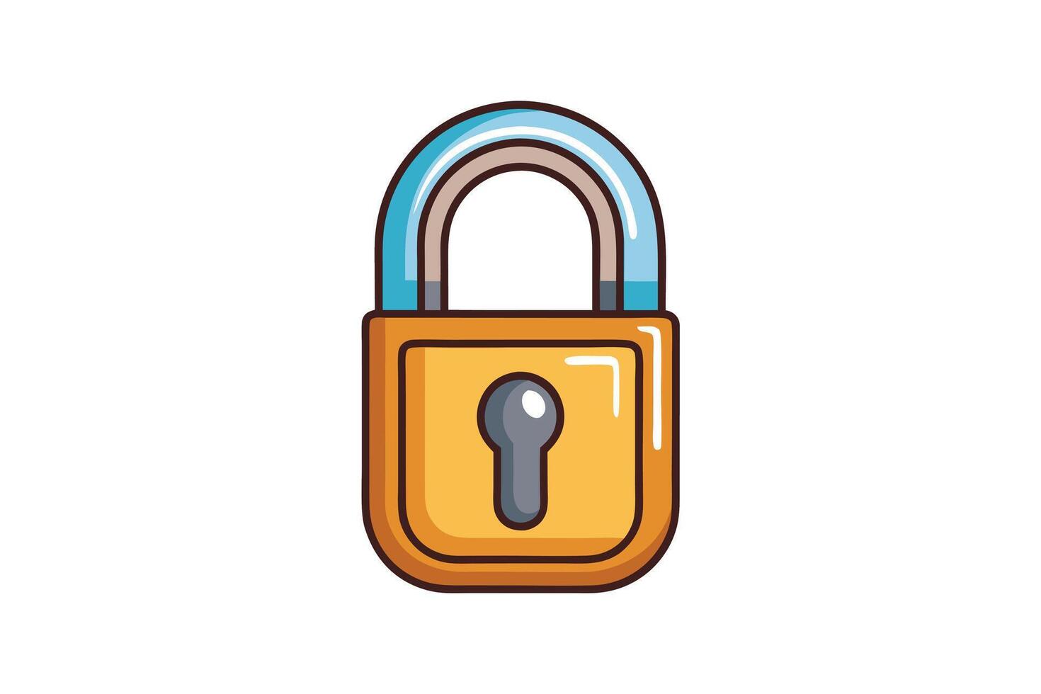 cartoon style padlock illustration with keyhole, representing cyber security, access control, and protection on isolated white space vector