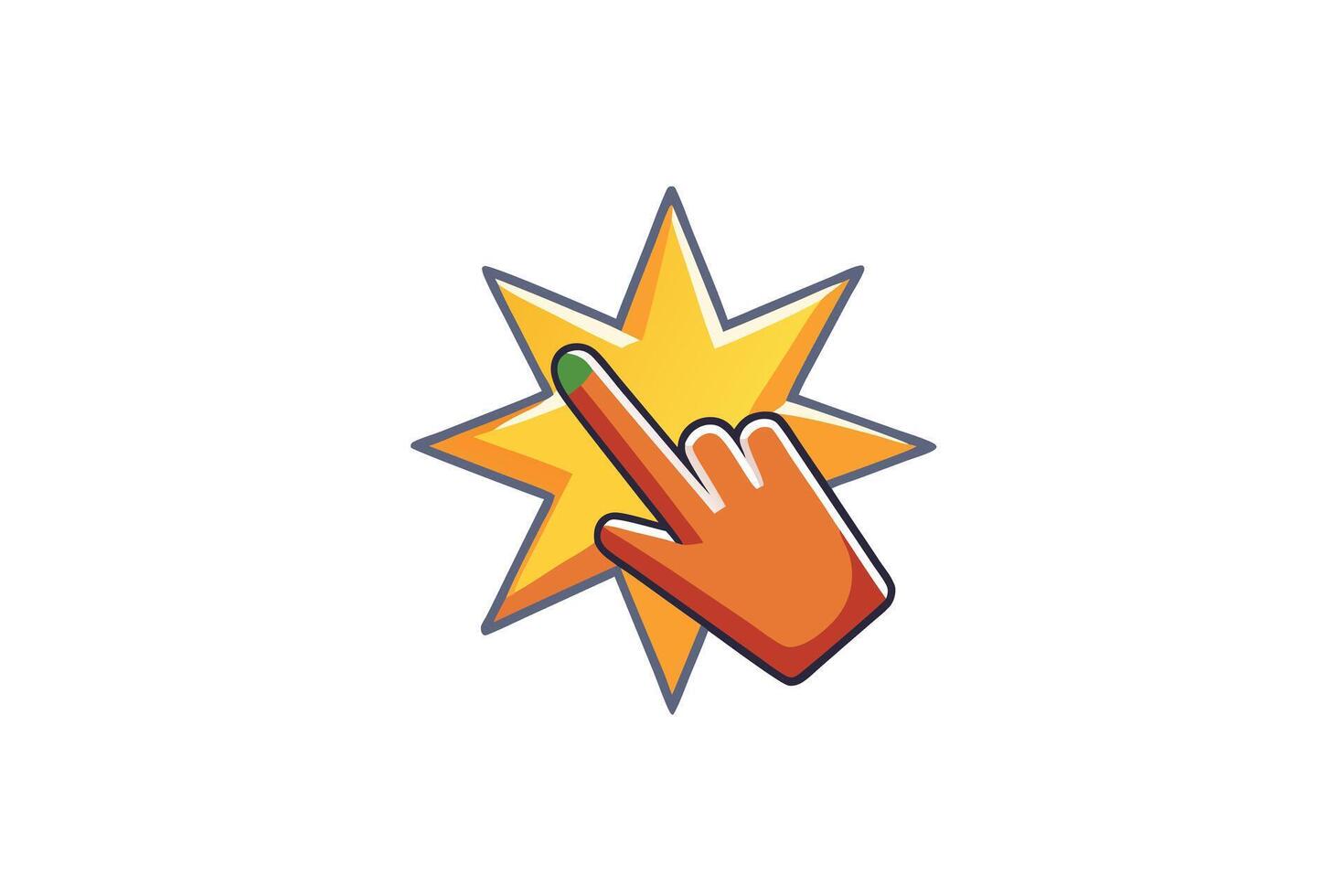 Cartoon hand cursor clicking with vibrant splash effect, concept of interaction and digital action in illustration vector