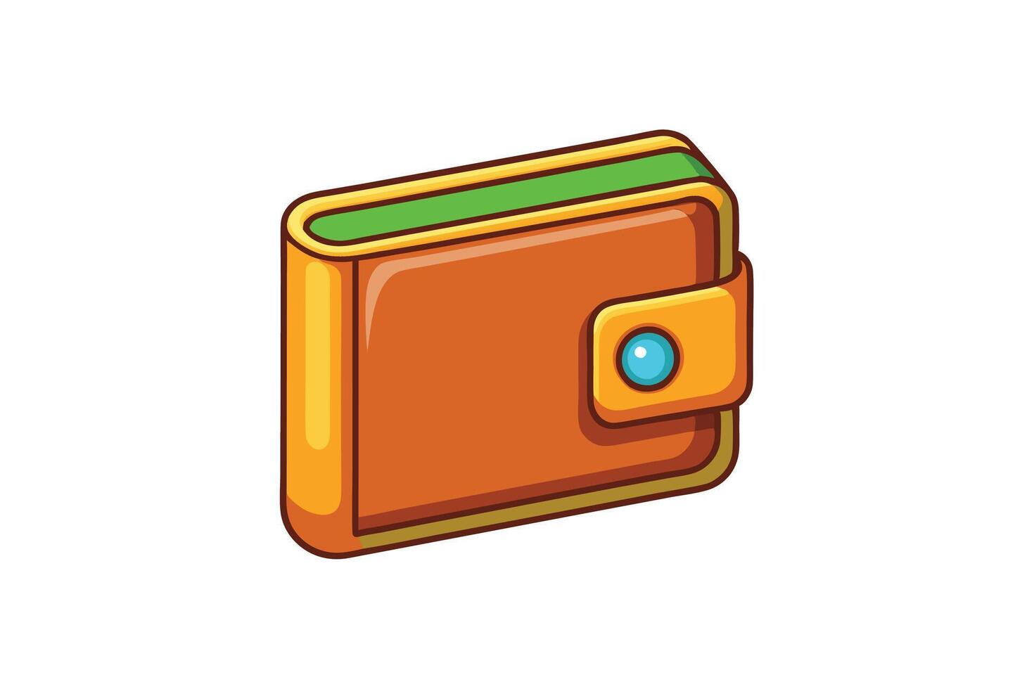 Illustrated wallet icon with leather texture, secure button, and modern design, symbolizing savings, banking, and digital payments vector