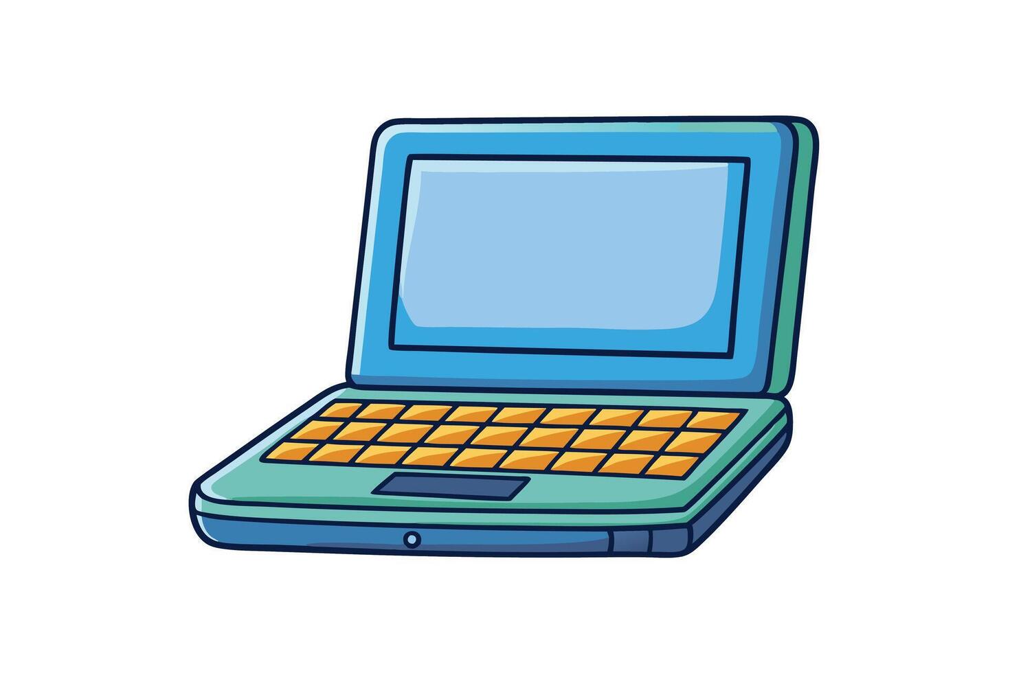 illustration of a cartoon style laptop icon with bright colors, representing technology, digital communication, and online work vector
