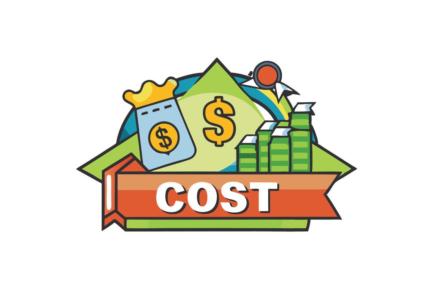 Economic success and financial planning graphic with cost reduction elements and colorful design vector