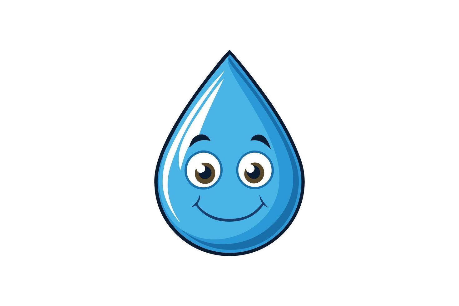 Friendly blue water drop character with cheerful expression, perfect for ecological, sustainability, and water conservation themes vector