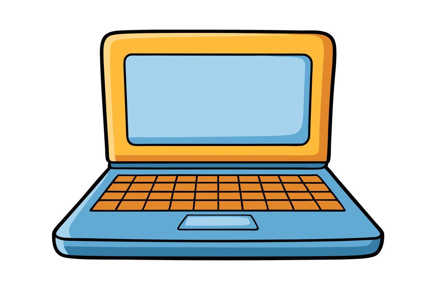 Bright and playful cartoon style laptop icon, representing digital communication, education, online work, and internet technology vector