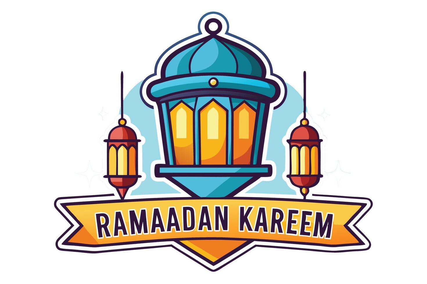 Decorative Ramadan Islamic elements with glowing lanterns and crescent moon themes ideal for banners and posters vector