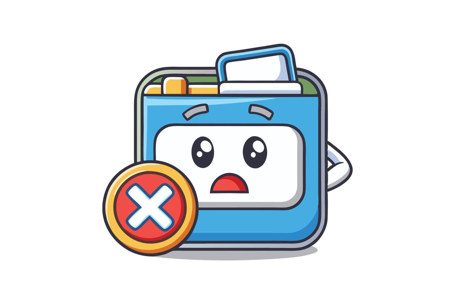 Cartoon folder with delete icon, illustration for file organization, storage, and UI themes vector