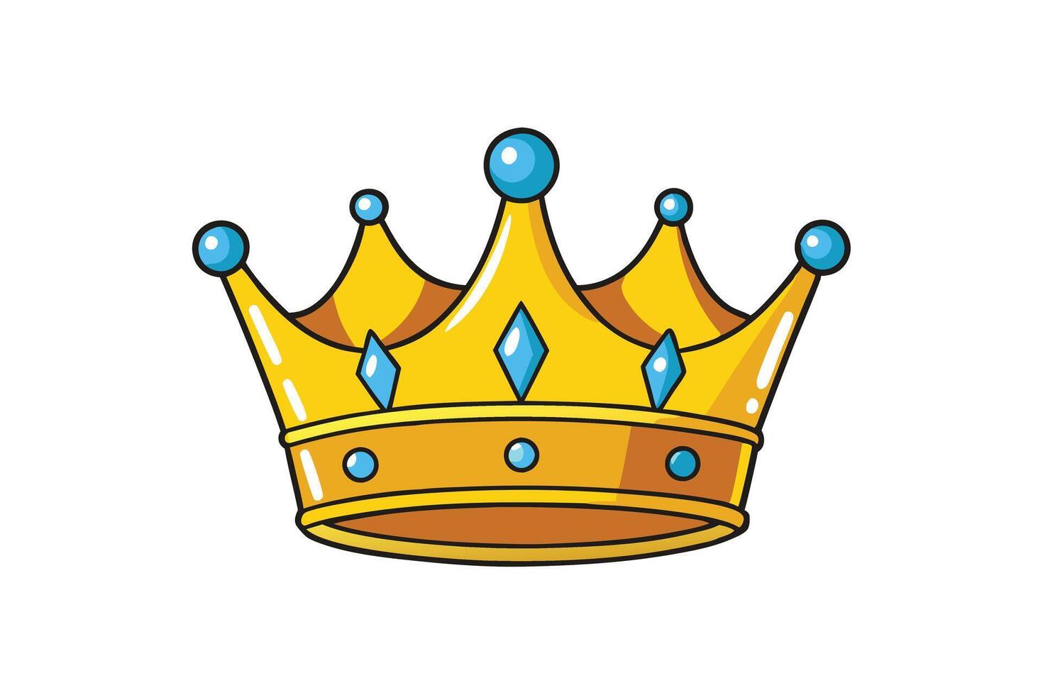 illustration of a golden crown with blue gemstones isolated on a white background, representing royalty, luxury, and elegance vector