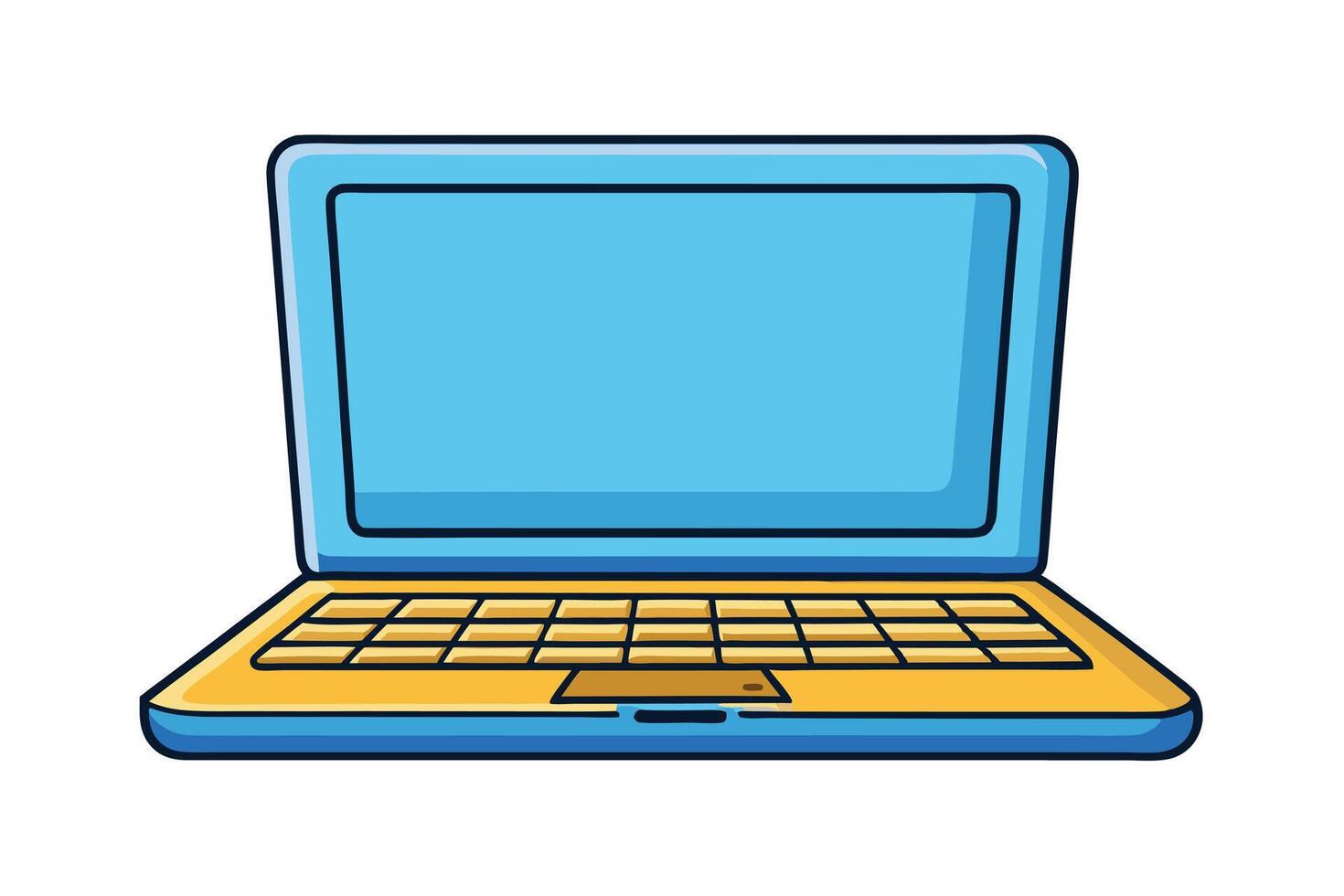 Colorful cartoon laptop illustration, symbolizing modern technology, online learning, digital tools, and remote work concept vector