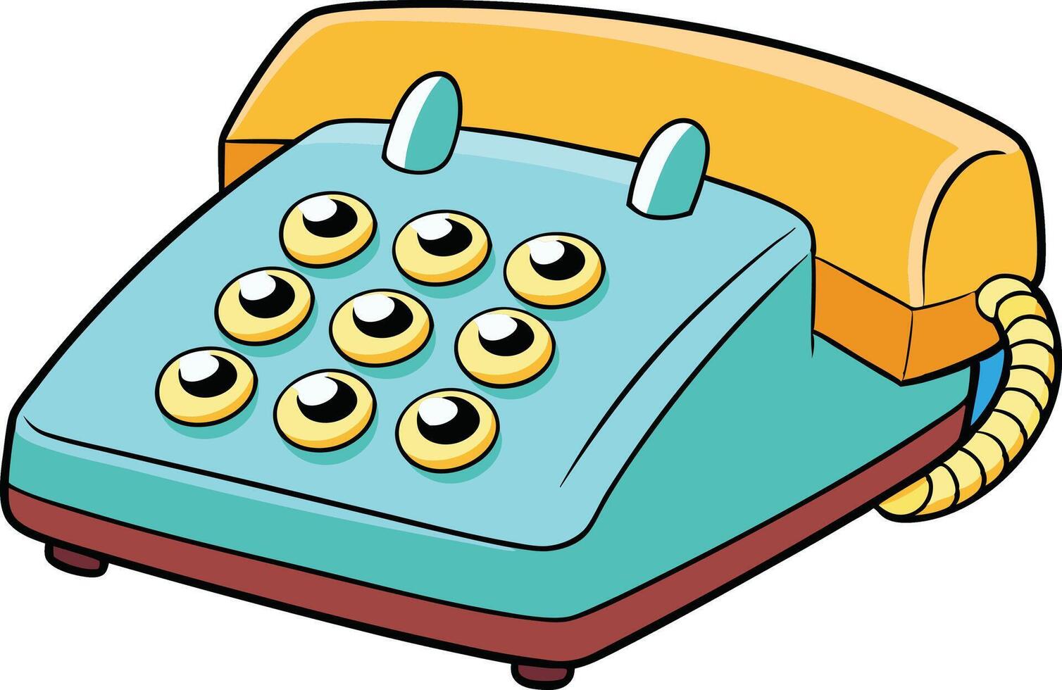 Retro style cartoon telephone illustration with a cheerful face, ideal for technology, communication, or nostalgic artwork purposes vector
