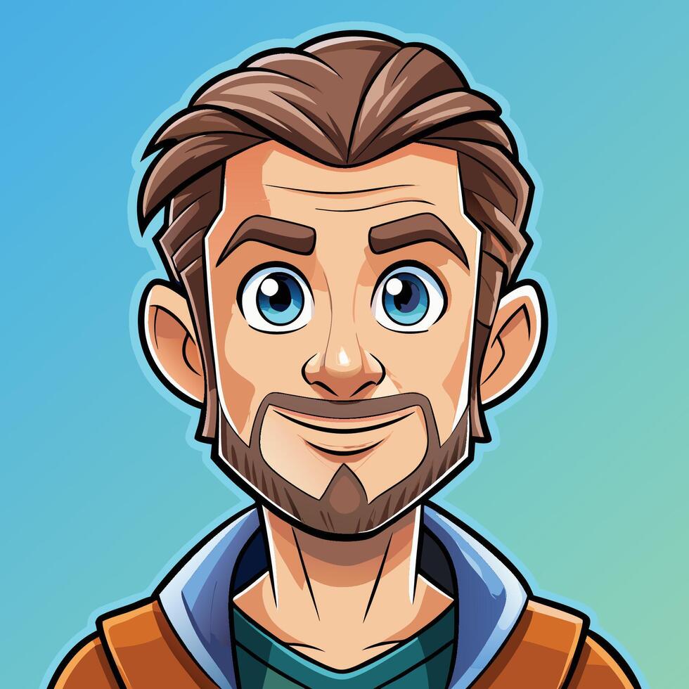 Bold and colorful portrait of a male character in stylized fantasy clothing, ideal for games, stories, or animated visual projects vector