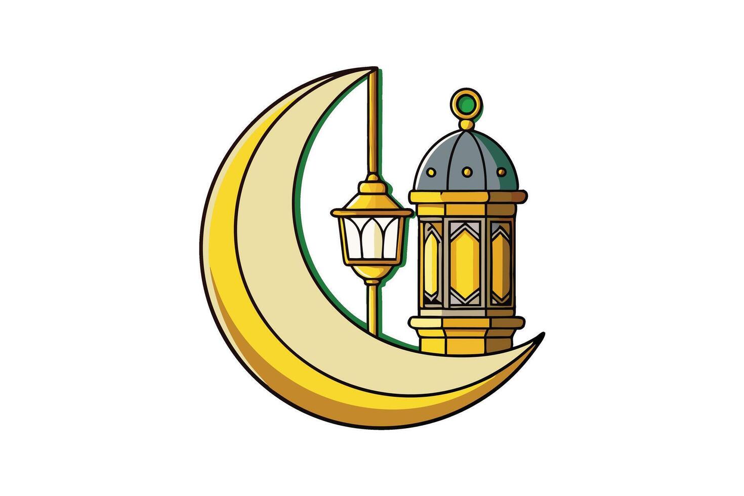 Ramadan Islamic Background with crescent moon and traditional lantern illustration, perfect for festive designs and spiritual occasions vector