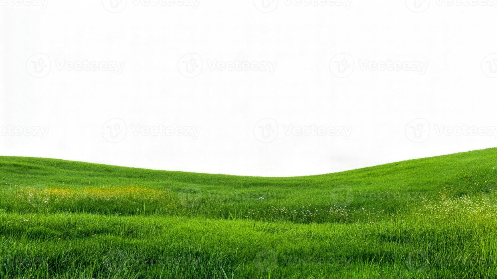 Green rolling hills under a cloudy sky in an open landscape during the afternoon photo