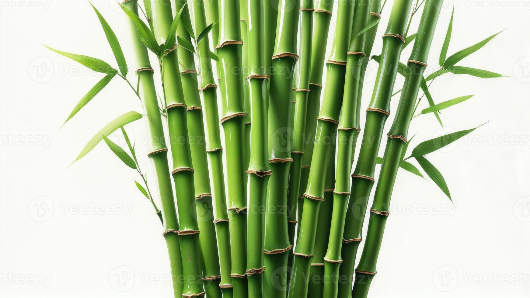 Lush green bamboo stalks arranged in a striking vertical display revealing nature's elegance and vitality photo