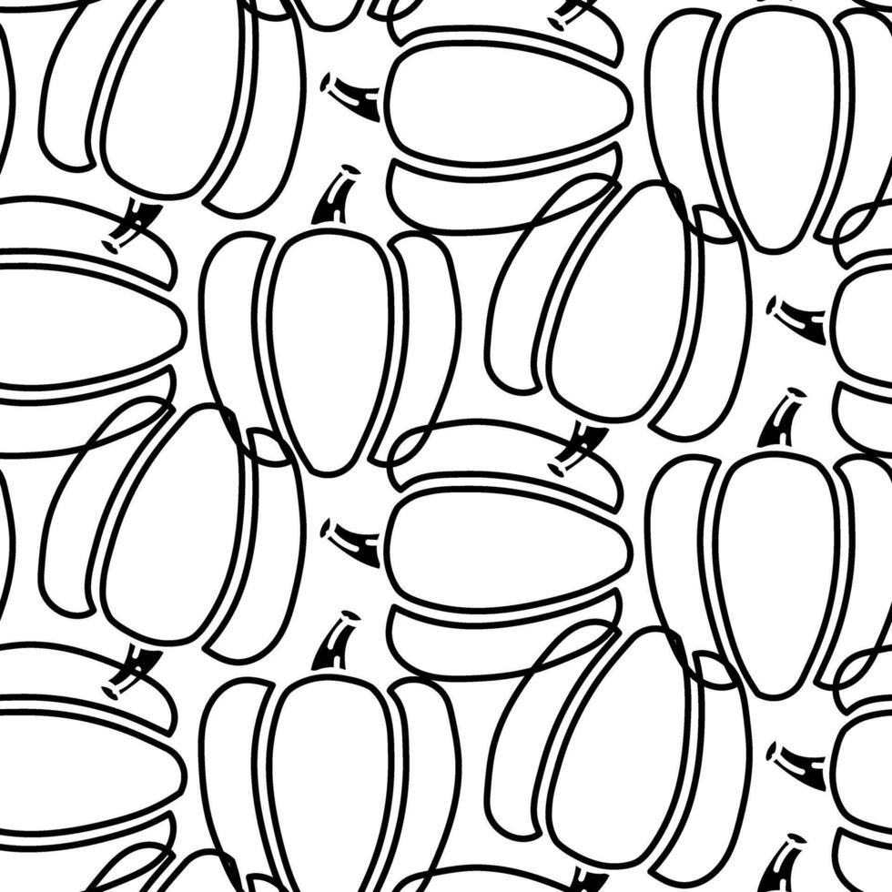 Cut the bell pepper whole in a contour randomly, randomly. Paprika. Culinary seasonings and spices, texture. Seamless. a black outline on a white background. Seasonings, spices, food additives vector