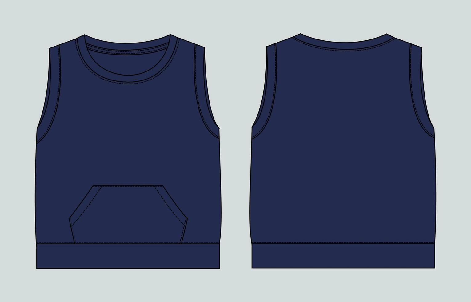 A blue tank top with a pocket on the front vector