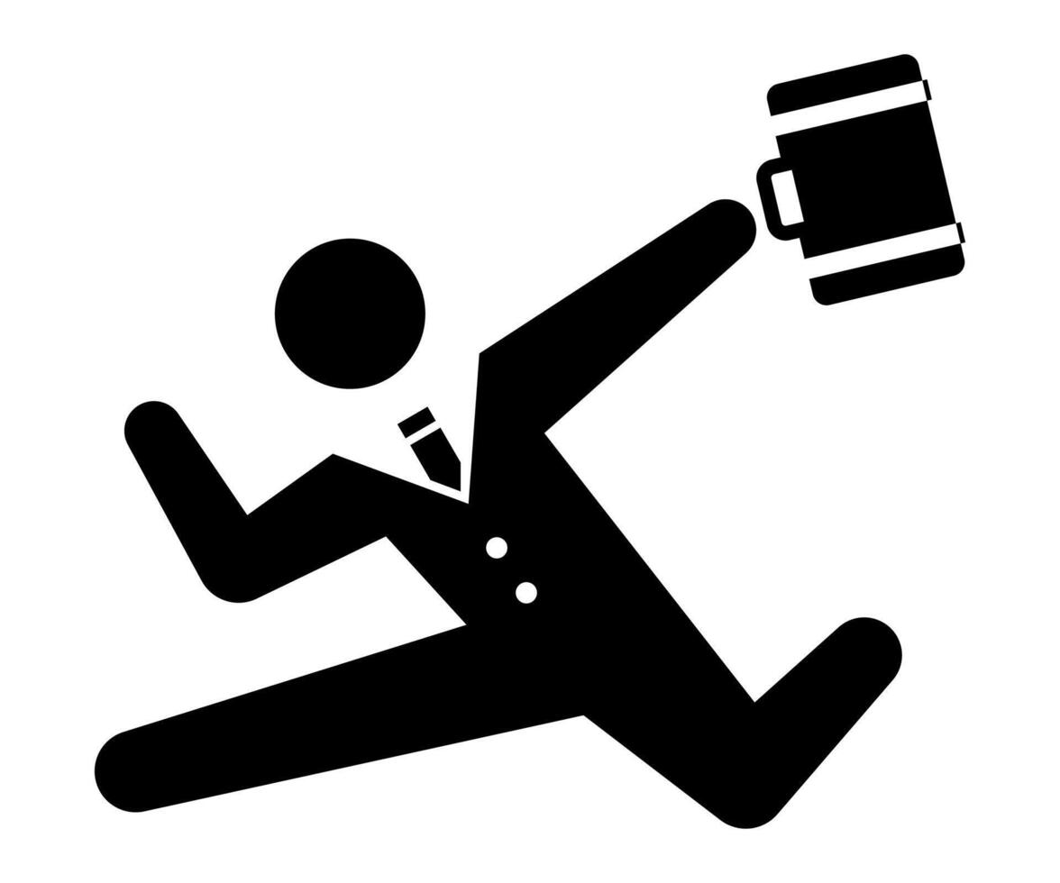 stick man business icon. rushing to go to work. vector
