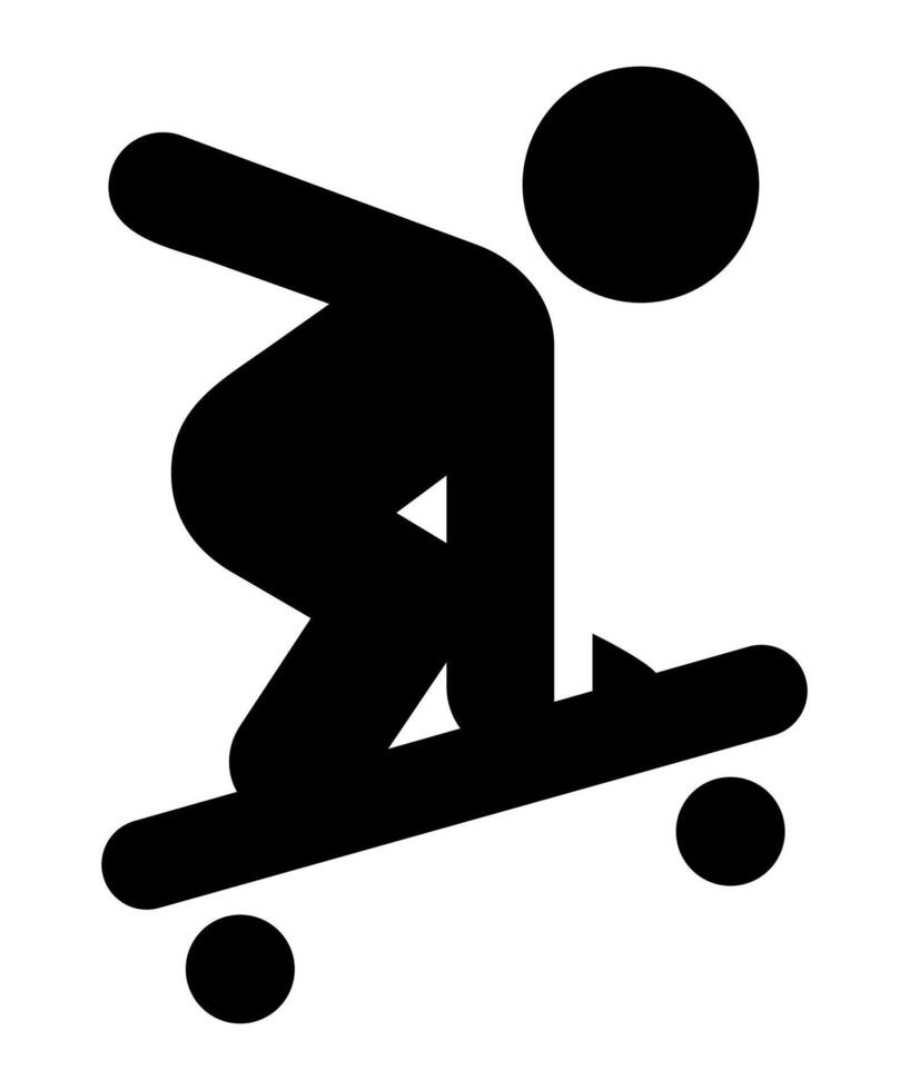 stickman silhouette of a man playing a skateboard. clipart icon. vector