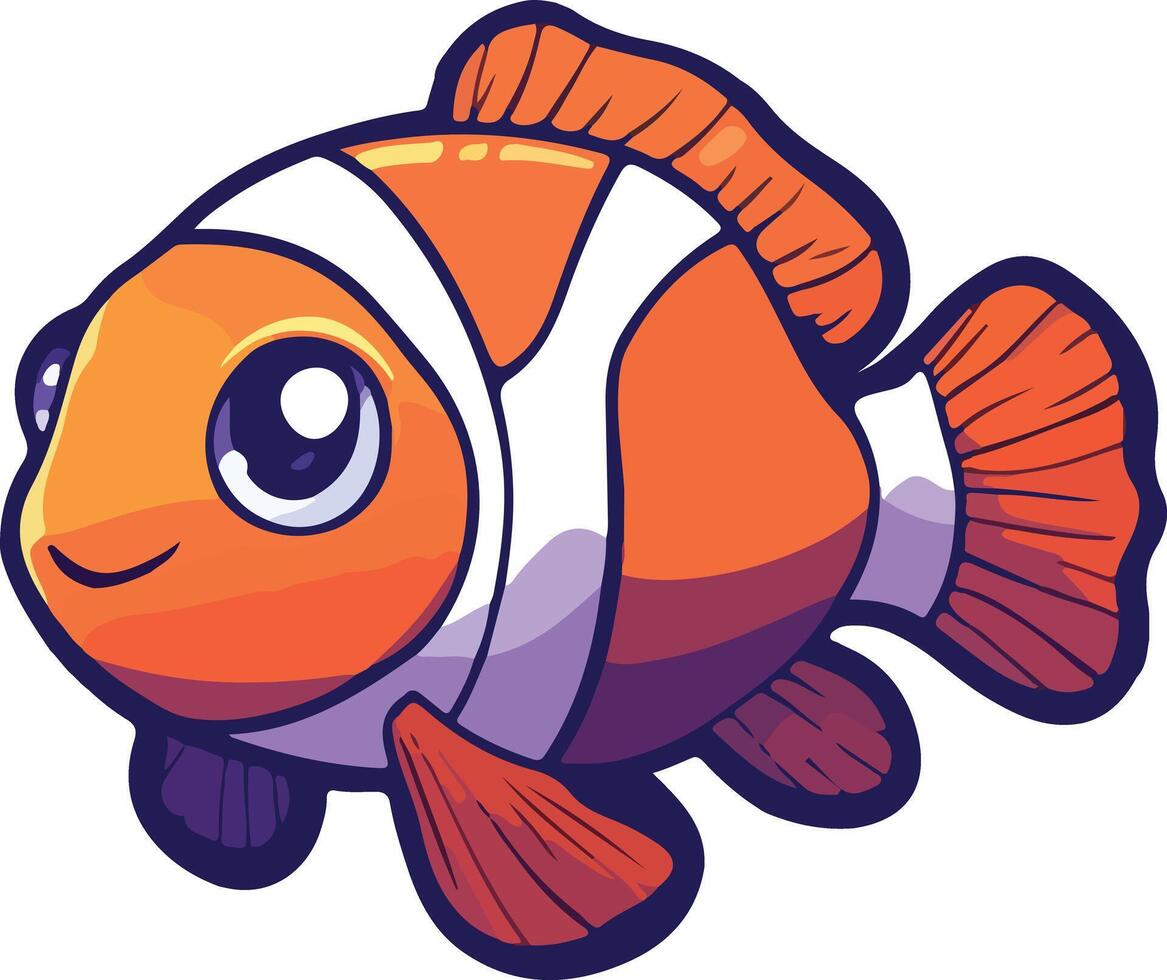 Cute clownfish Swimming Cartoon on white background vector