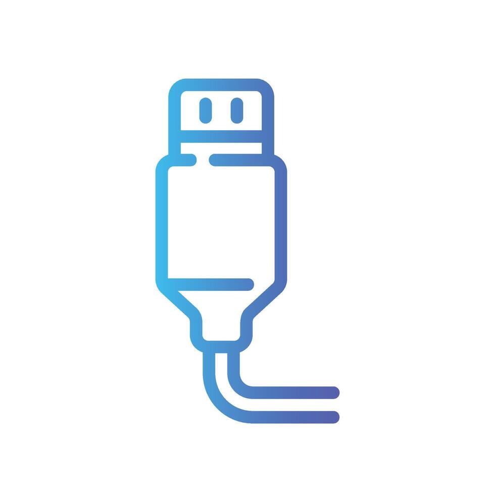 usb port Line Gradient Icon White Background vector
