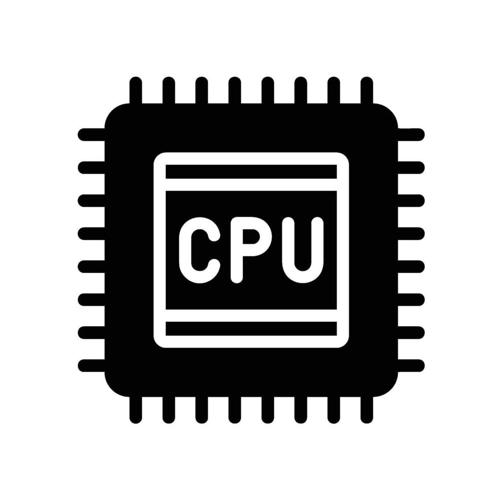 cpu Glyph Icon White Background vector