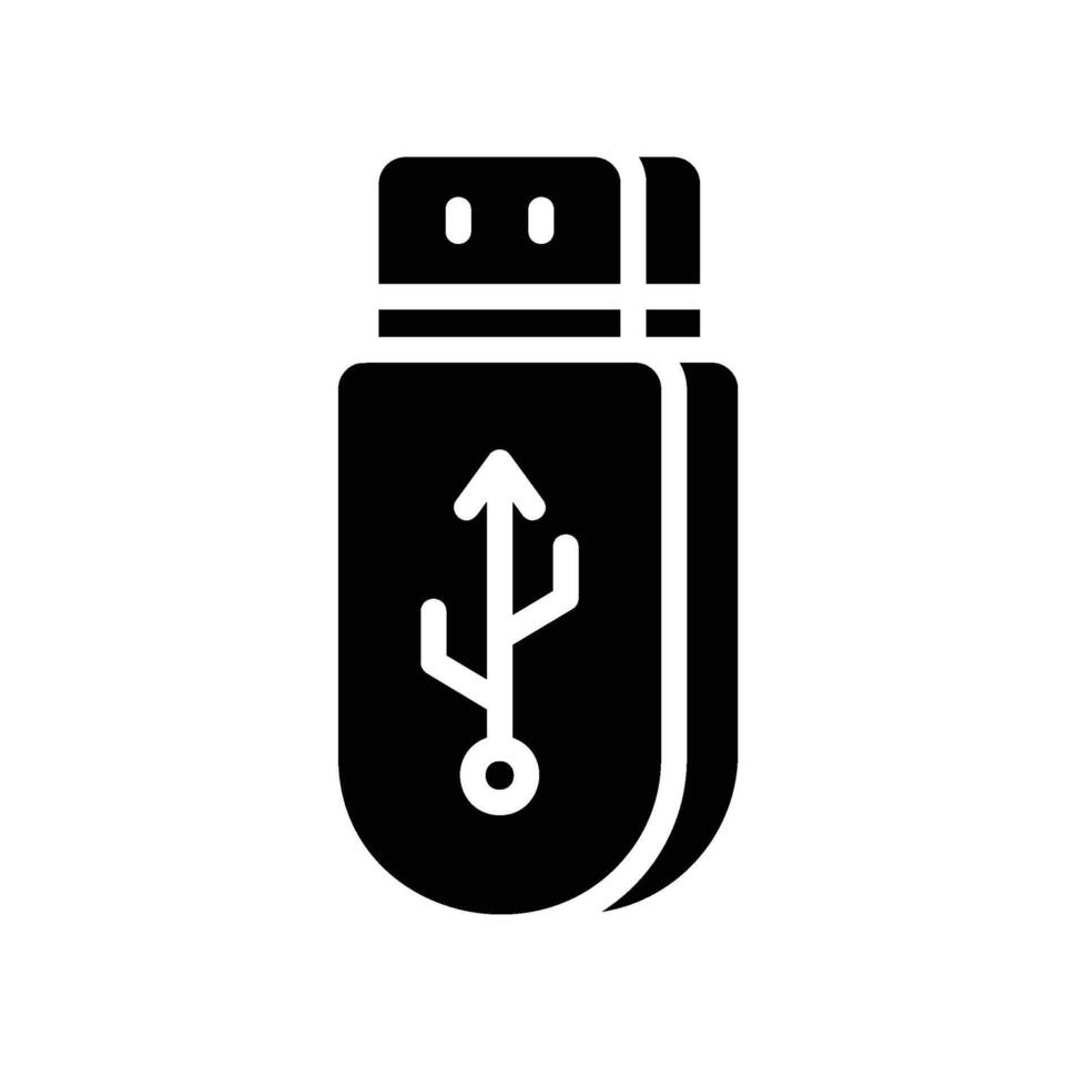 usb Glyph Icon White Background vector