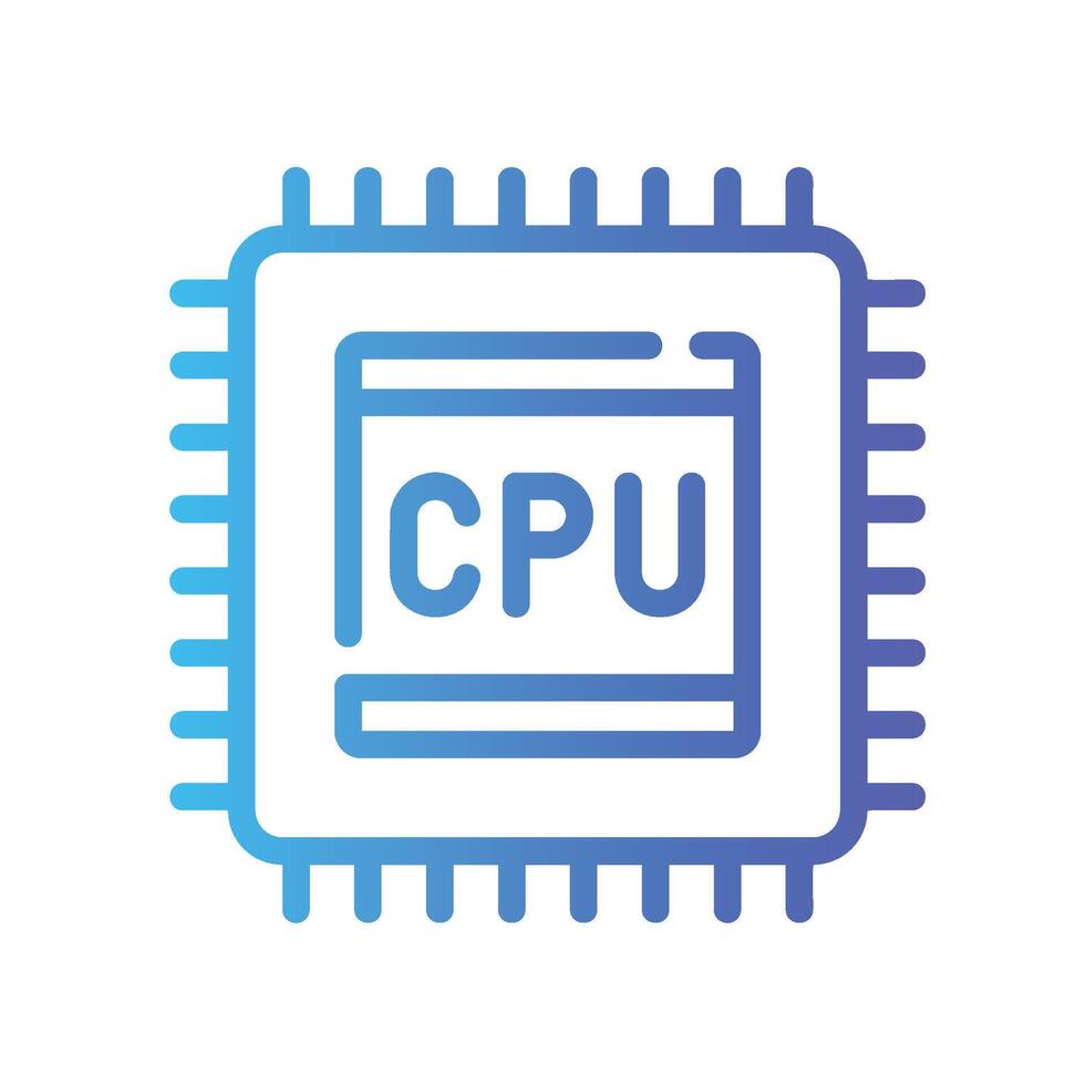 cpu Line Gradient Icon White Background vector