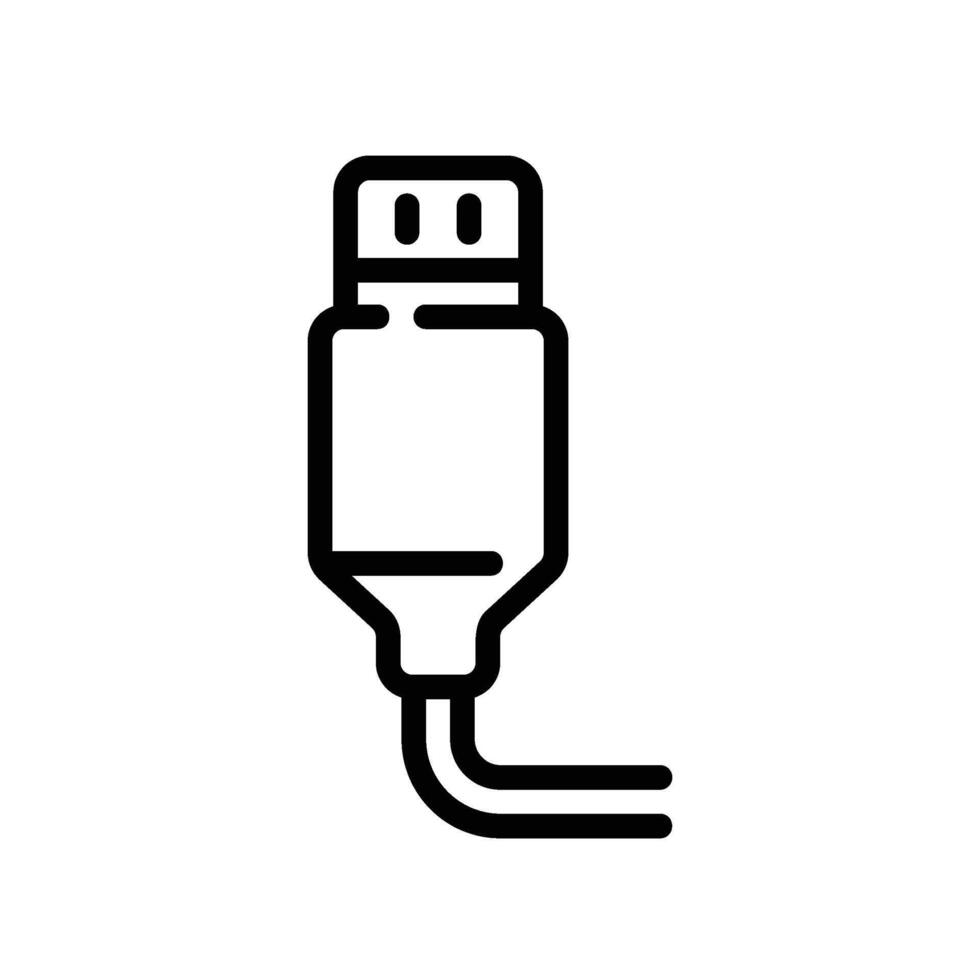 usb port Line Icon White Background vector