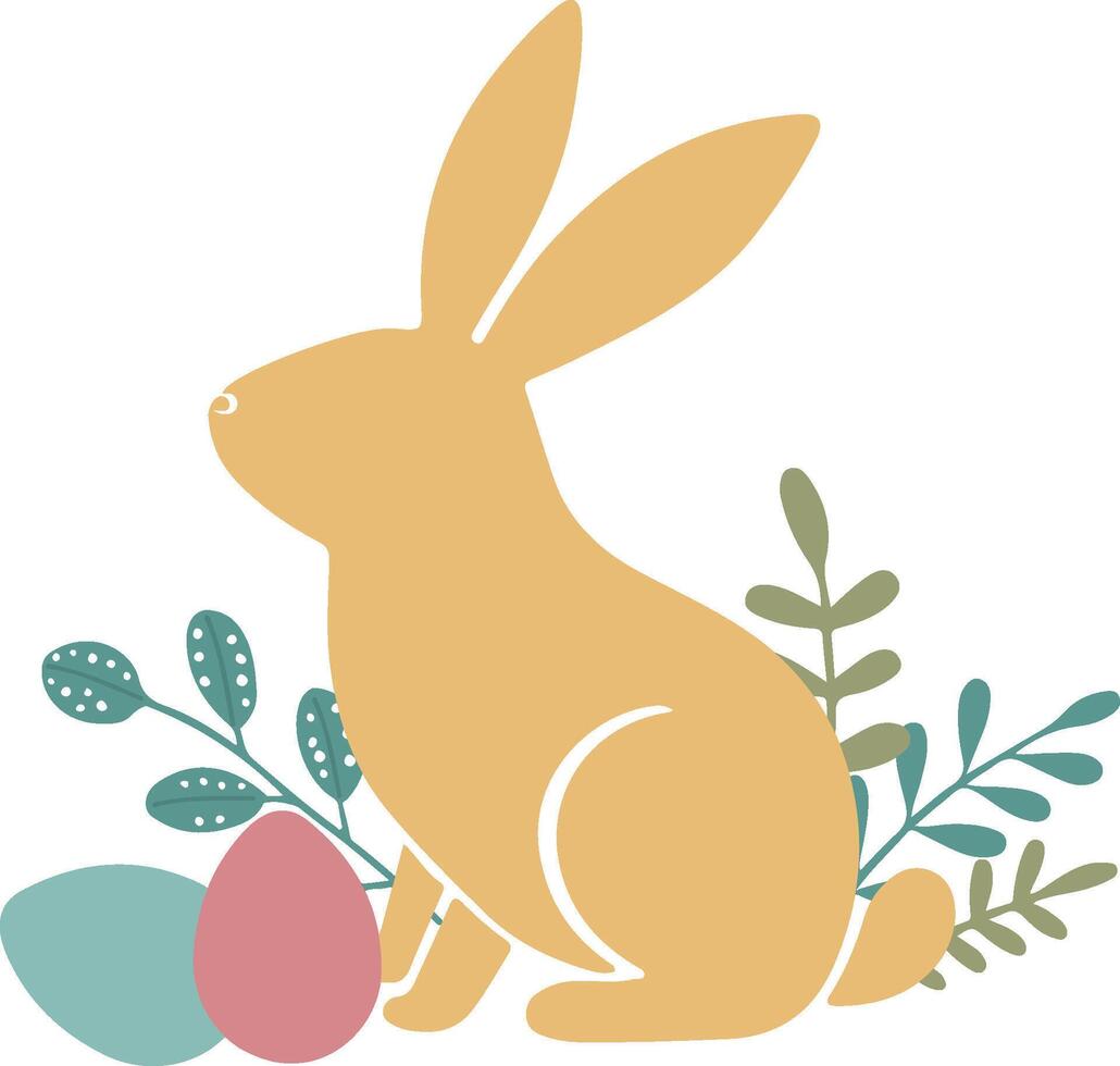 Easter composition with bunny and Easter eggs vector