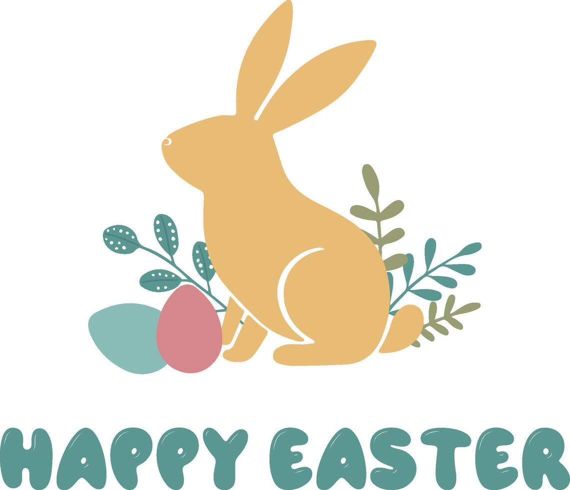 Easter bunny and Easter eggs composition vector