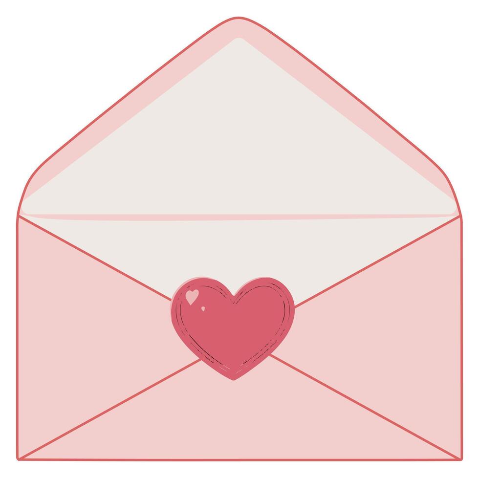 Pink envelope with heart seal, the symbol of love in minimalist design vector