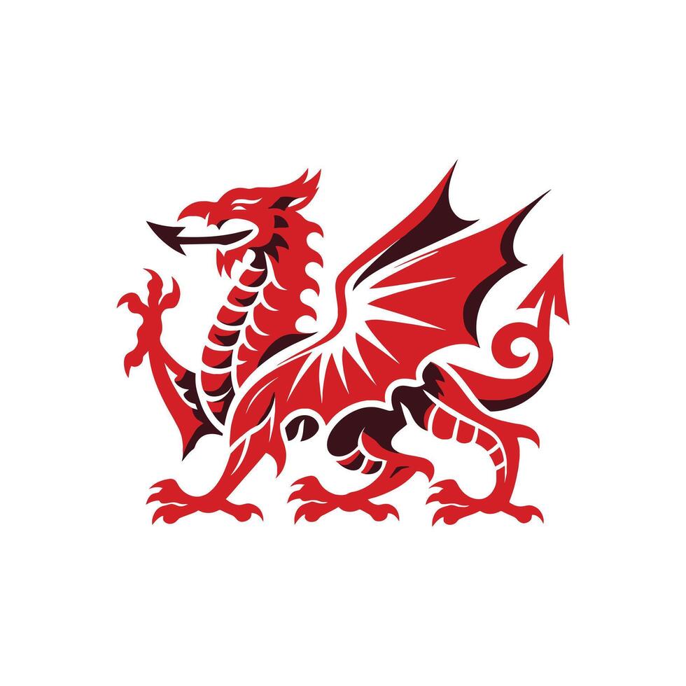 Iconic Welsh Red Dragon Illustration Perfect for St Davids Day Graphics and Decorations vector