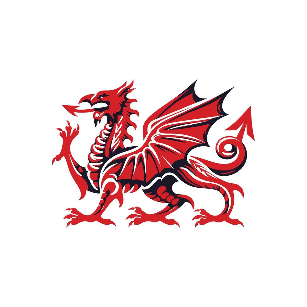 Bold Red Dragon Design Inspired by Welsh Culture for St Davids Day Celebrations vector