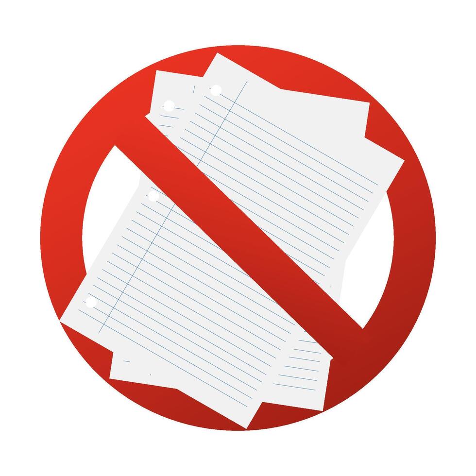 document and prohibition sign. Business icon. illustration vector