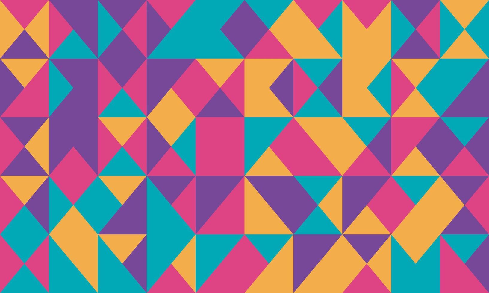 Vibrant geometric pattern featuring a playful arrangement of colorful triangles. Ideal for backgrounds, website design, textiles, or any project needing a bold, modern aesthetic. vector