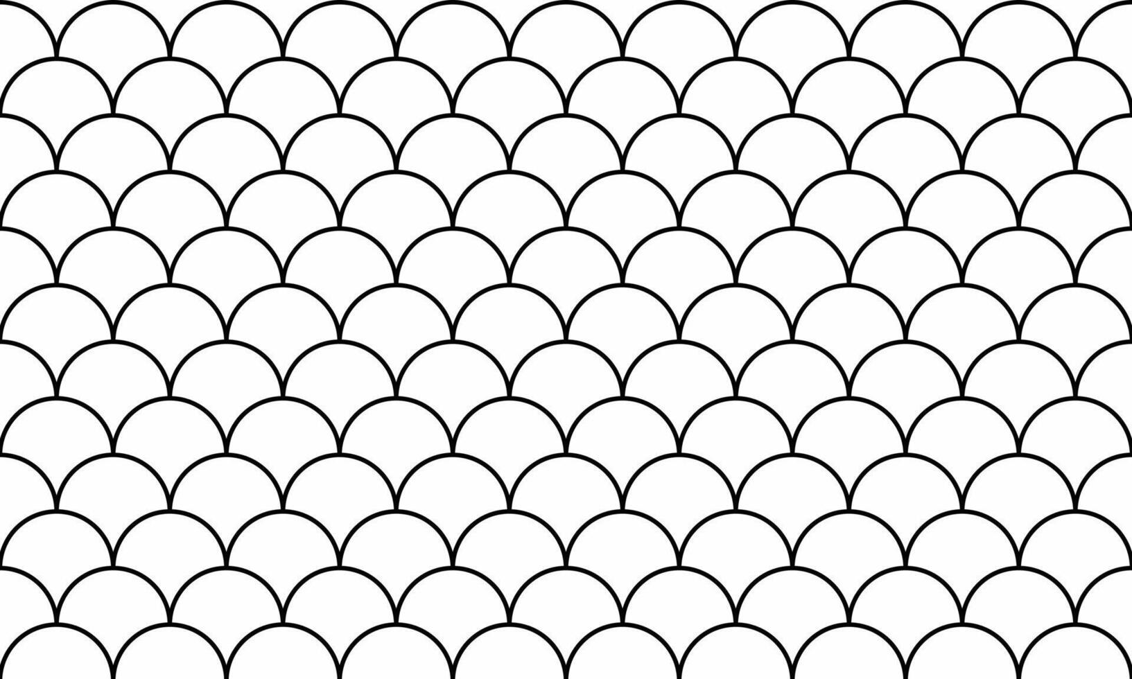 Elegant black and white seamless pattern featuring overlapping semicircles, creating a fish scale or wave-like design. vector