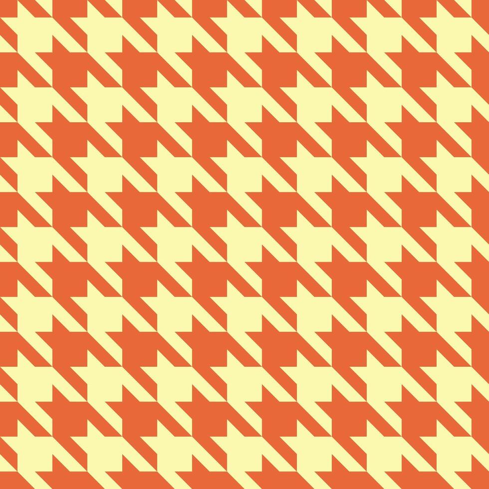 Vibrant orange and pale yellow houndstooth pattern. Perfect for fashion, textiles, website backgrounds, or any design needing a geometric, stylish texture. vector