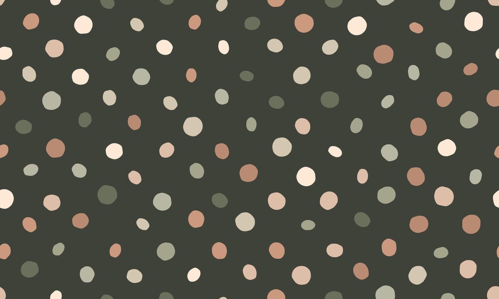 Stylish abstract seamless pattern with scattered circles in muted earth tones on a dark green background. vector