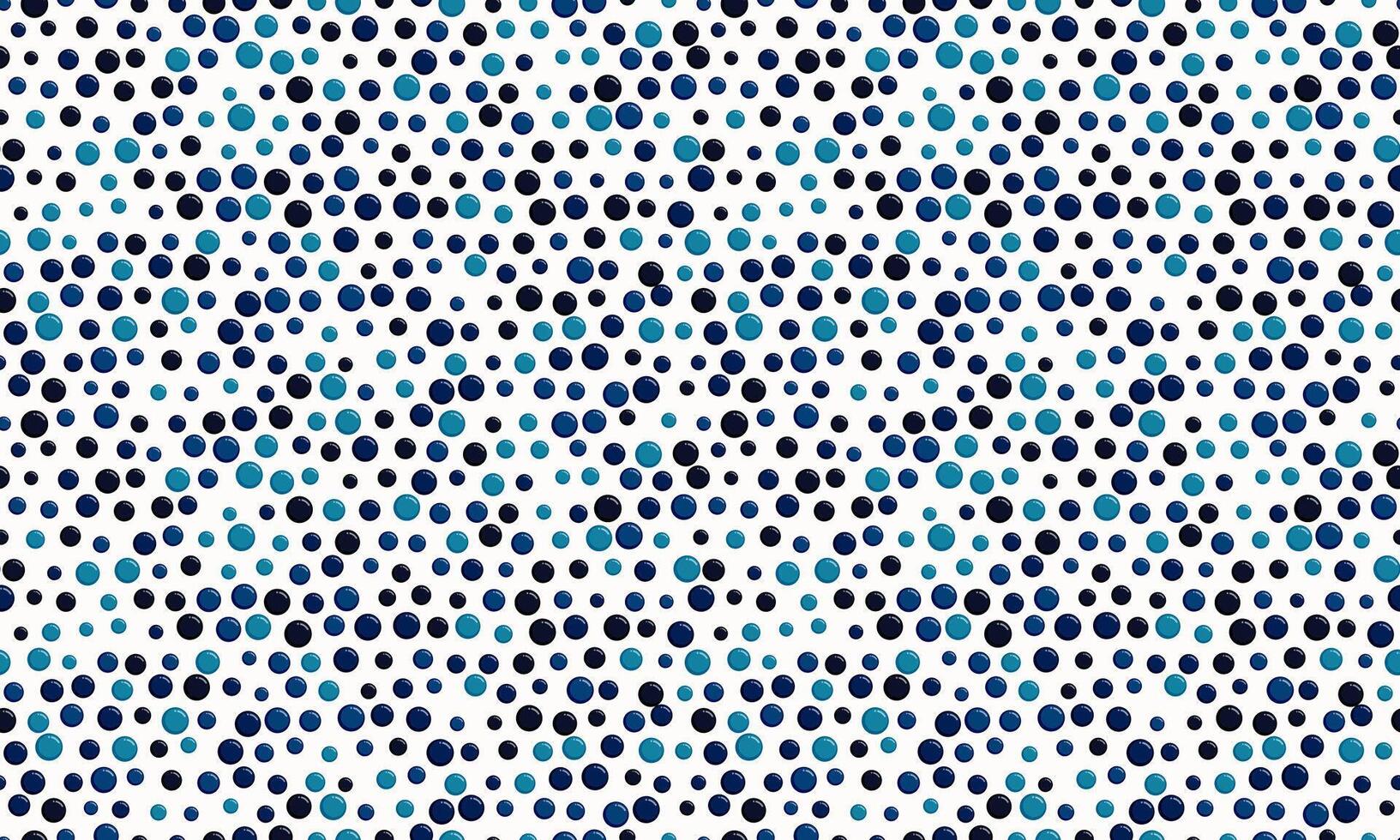Vibrant blue and black circles scattered on a white background create a dynamic, playful pattern. Ideal for website backgrounds, textile designs, or playful branding. vector