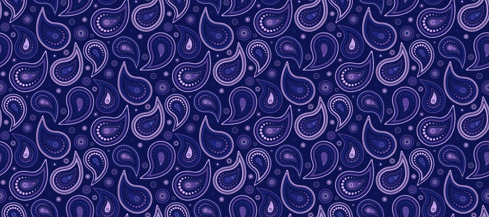 Elegant paisley pattern in deep blue and purple hues. Perfect for textile design, wallpaper, or website backgrounds. vector