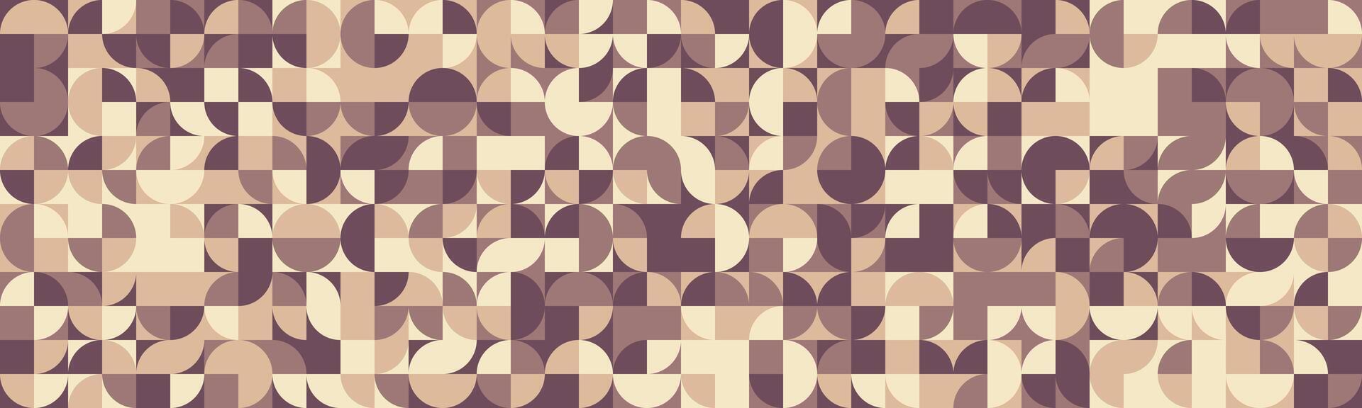 Stylish geometric pattern featuring beige and brown semi-circles and squares. Ideal for website backgrounds, textile prints, or modern design projects. Clean, versatile, and visually appealing. vector