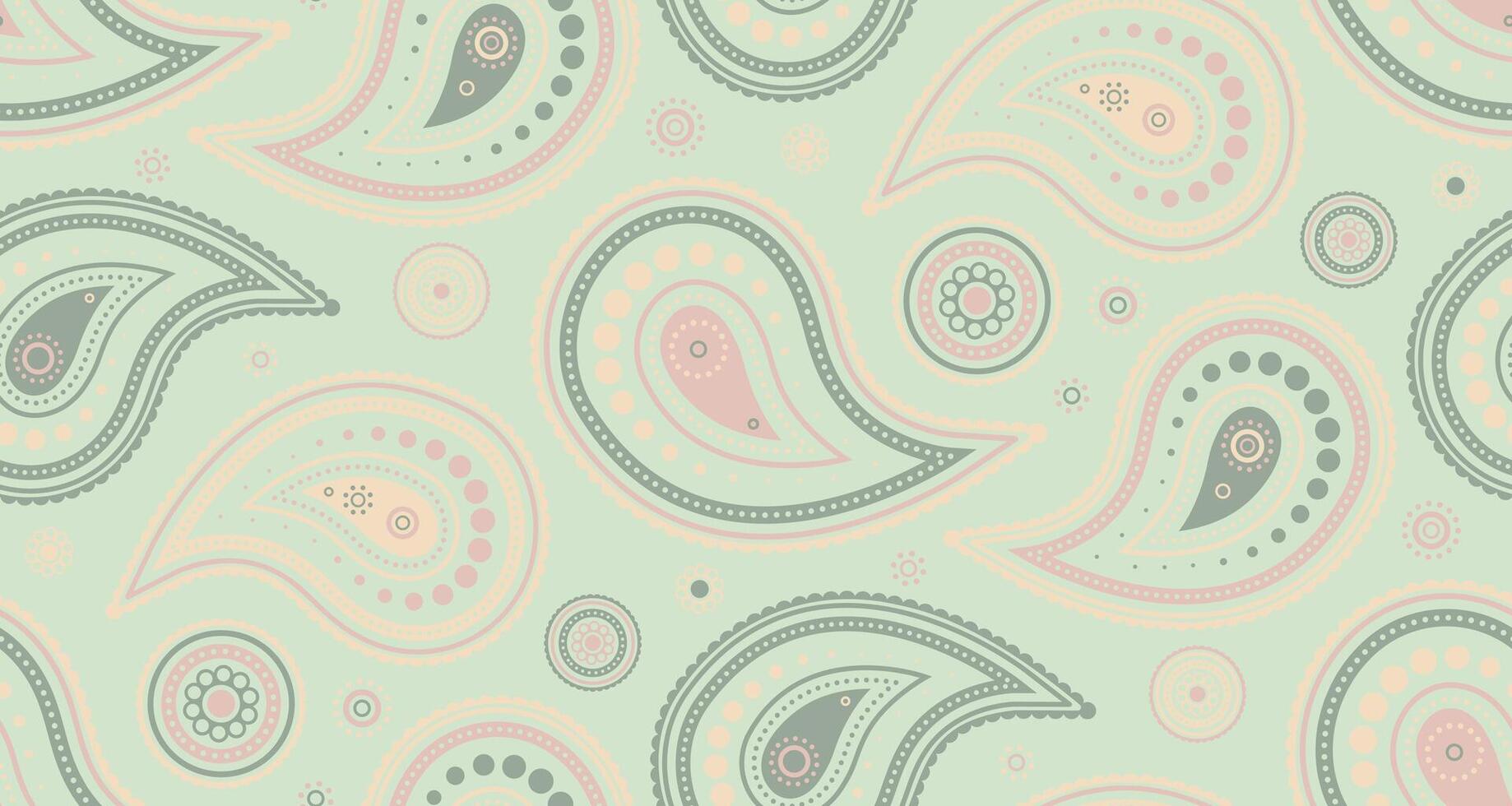 Elegant pastel paisley pattern. Soft, muted colors create a calming, sophisticated design ideal for textiles, wallpaper, website backgrounds, or branding. vector